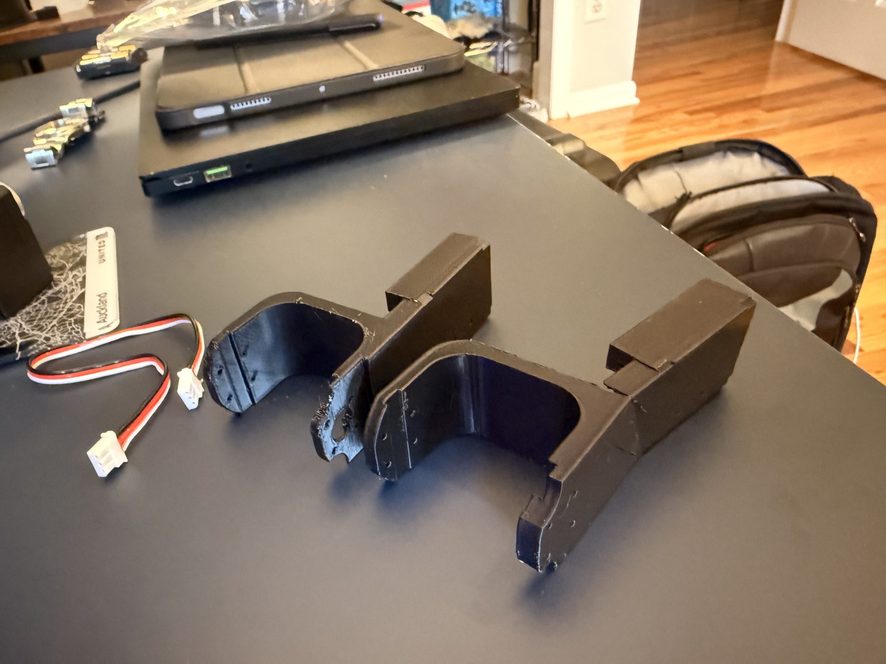 Finished 3D-printed brackets, post-print